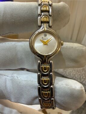 Vintage Bulova Two-Tone Ladies Dress Watch with Diamond Accent